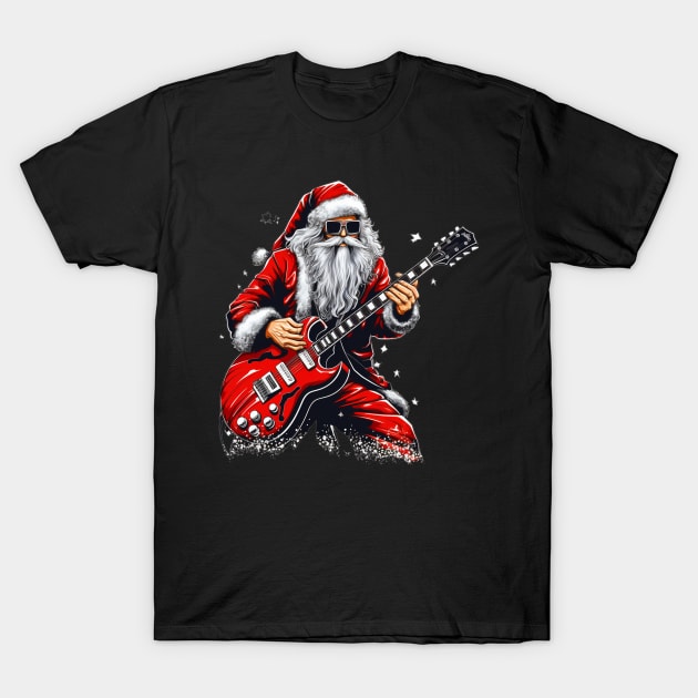 Guitar Santa T-Shirt by MZeeDesigns